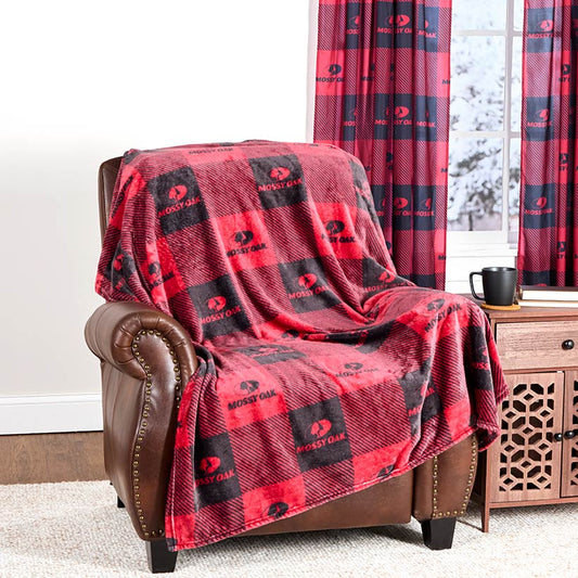 Mossy Oak Red Buffalo Logo 50\" x 60\" Fleece Plush Throw