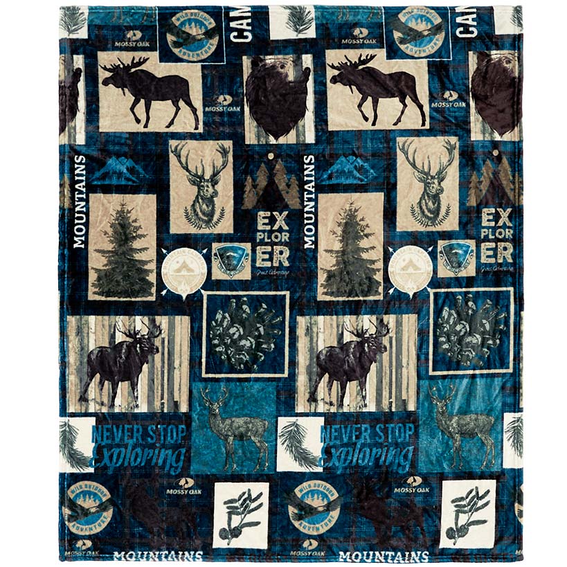 Mossy Oak Never Stop Exploring 50\" x 60\" Fleece Plush Throw
