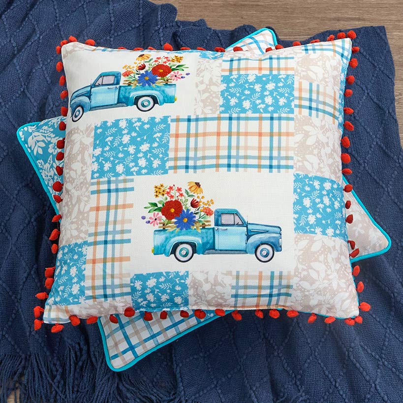 Spring Themed Embroidered Decorative Pillow